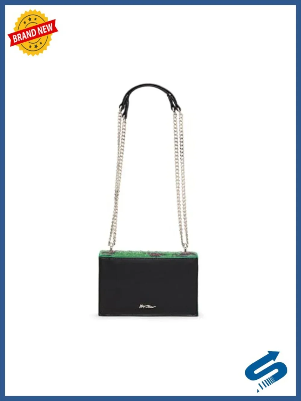 Convertible Rhinestone Embellished Faux Leather Satchel Crossbody Handbag